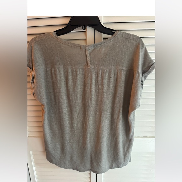 RAG & BONE 100% LINEN SLUB ROLLED CUFF TSHIRT-HEATHERED GREEN, SZ SMALL - Picture 2 of 8